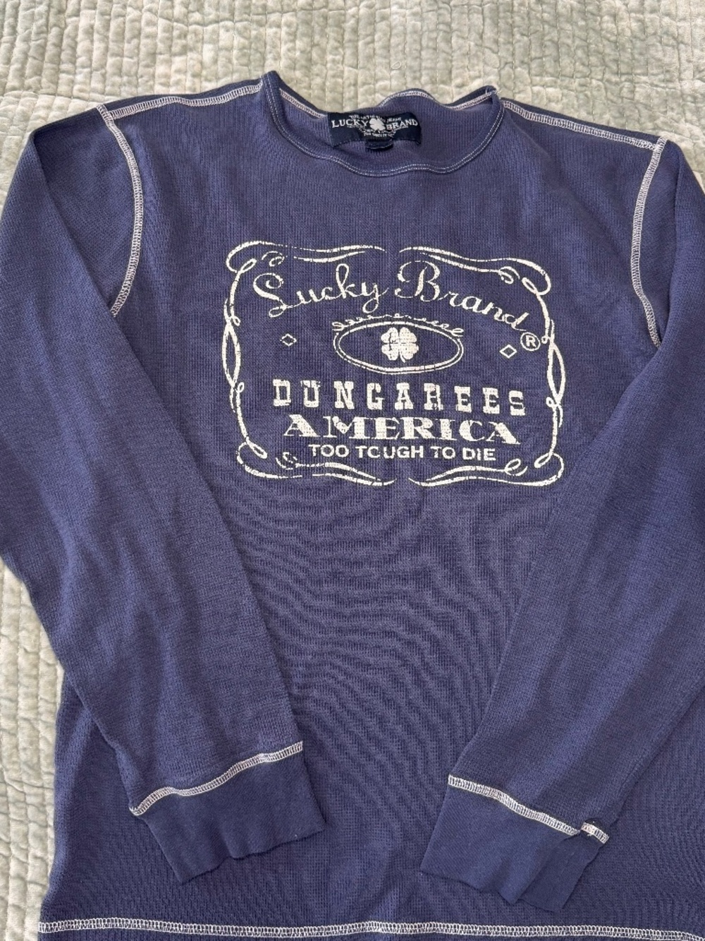Lucky Brand Too Tough To Die Long Sleeve Thermal Waffle Tee Mens Size M (no tag)